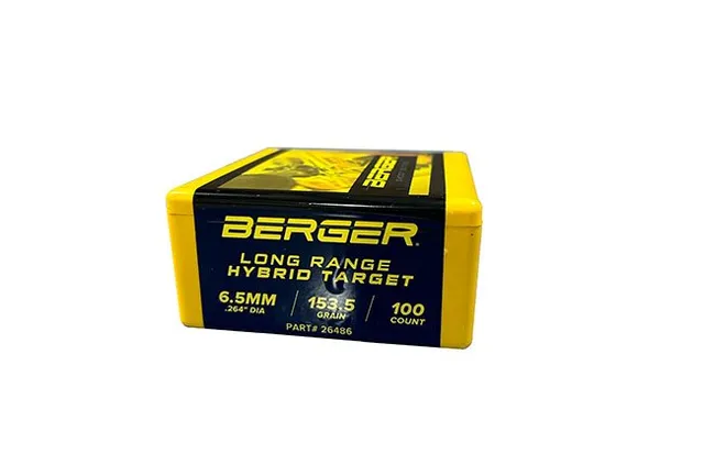 Berger Long Range Hybrid Target 153.5 gr 6.5mm palle 100 pz